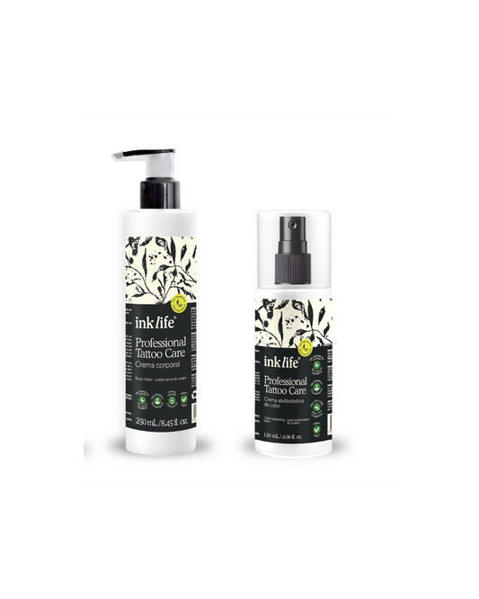 Ink Life® Crema Abrillantadora para Tatuaje, 120 ml, y Crema Corporal, 250 ml